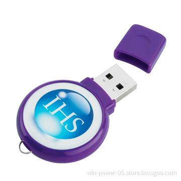 Plastic USB Thumb Drive with Epoxy Dome Logo, Pantone Match Color Welcomed, Can be w/ Cute Accessory